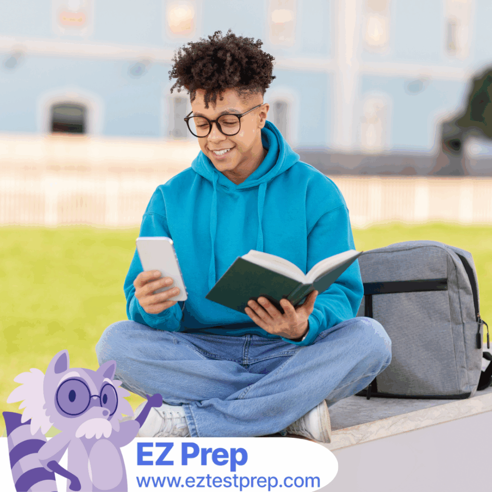 Student reviewing NCE exam format and study plan using EZ Prep app on laptop