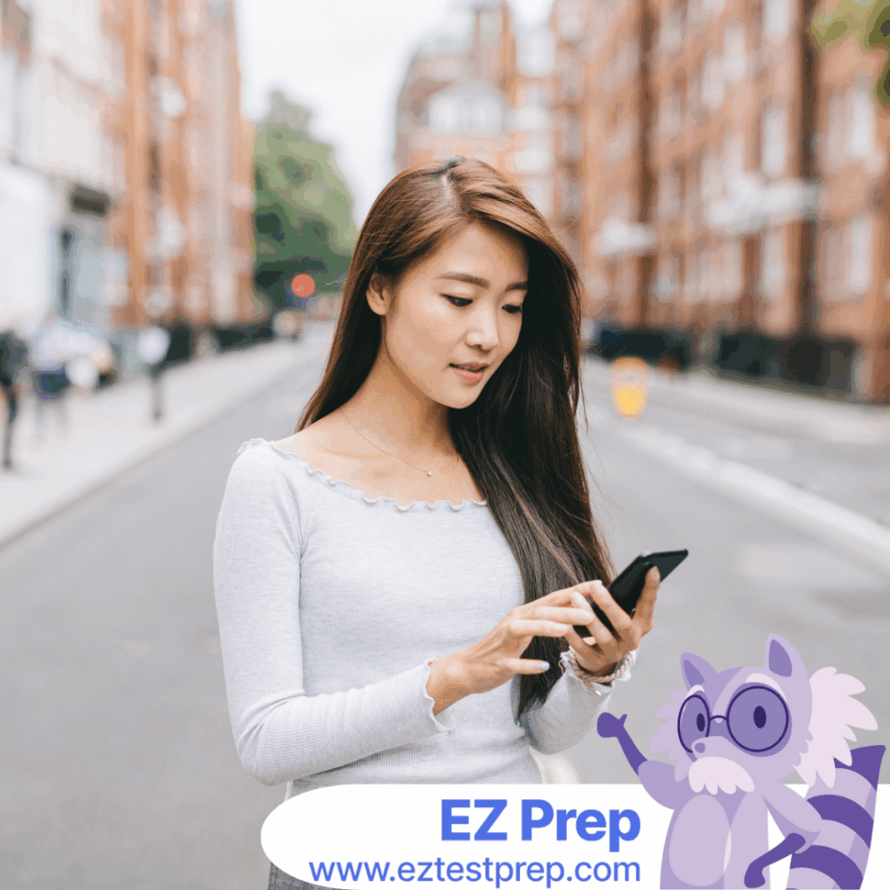 EPPP candidate using a practice-question app beside notes on domains, a weekly study plan, and a timer on a desk.