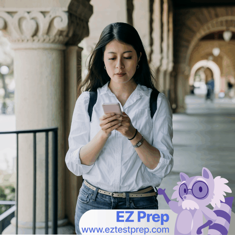 Student studying ASWB exam materials on laptop with notes and study app open