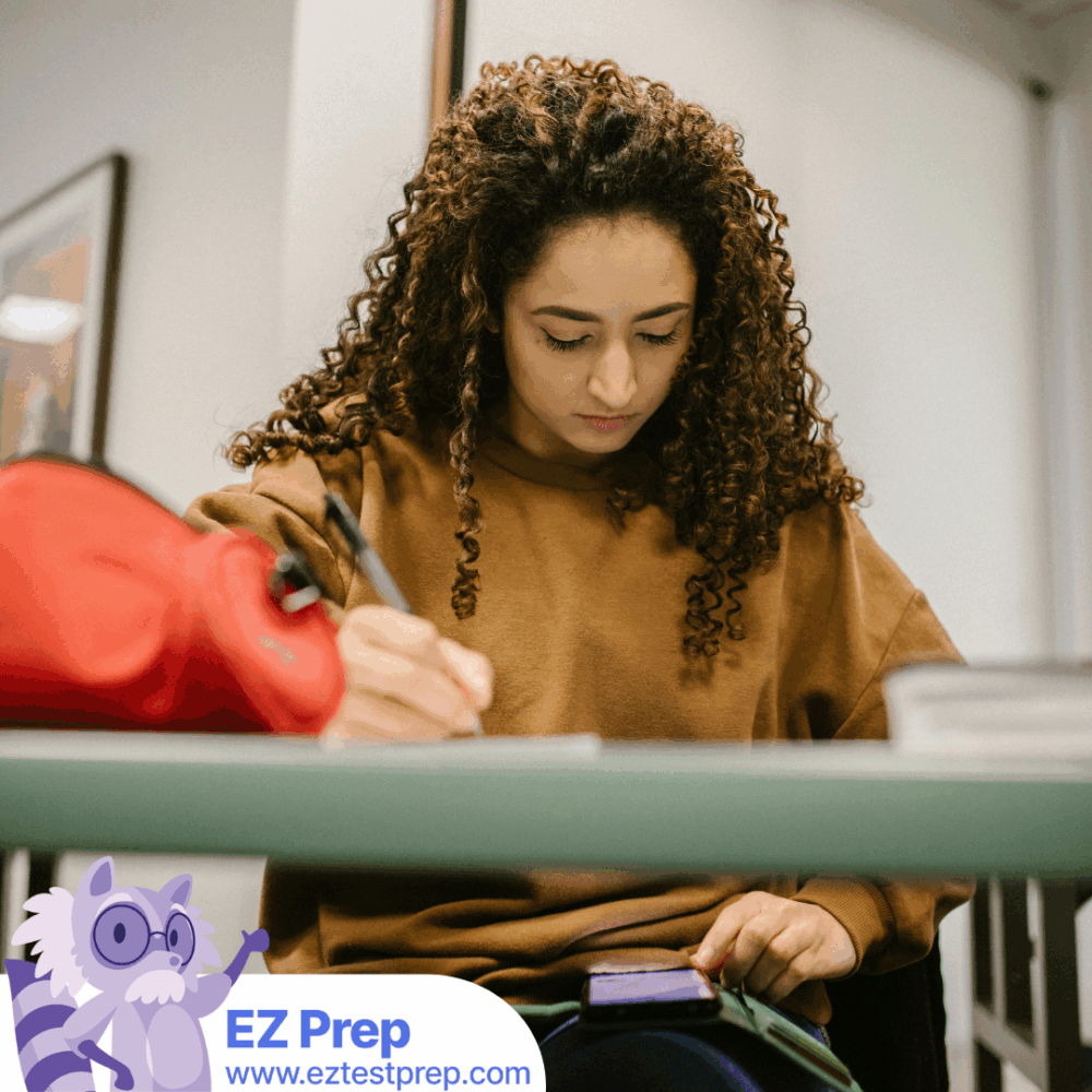 Phlebotomy student studying for the NHA CPT exam using EZ Prep app for daily review sessions